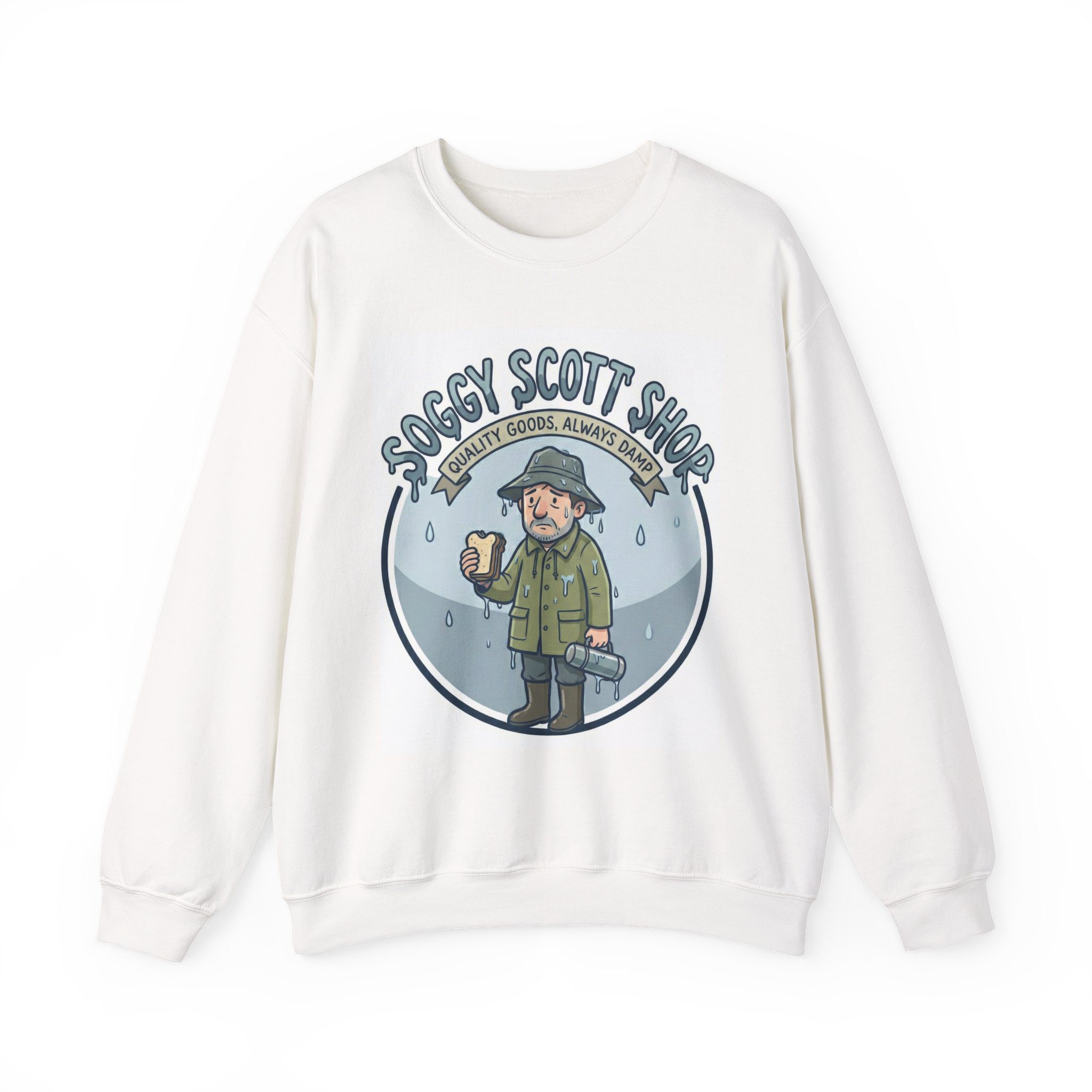 Soggy Scott Shop Sweatshirt — Cozy Rainy Day Graphic Crewneck - Image 2