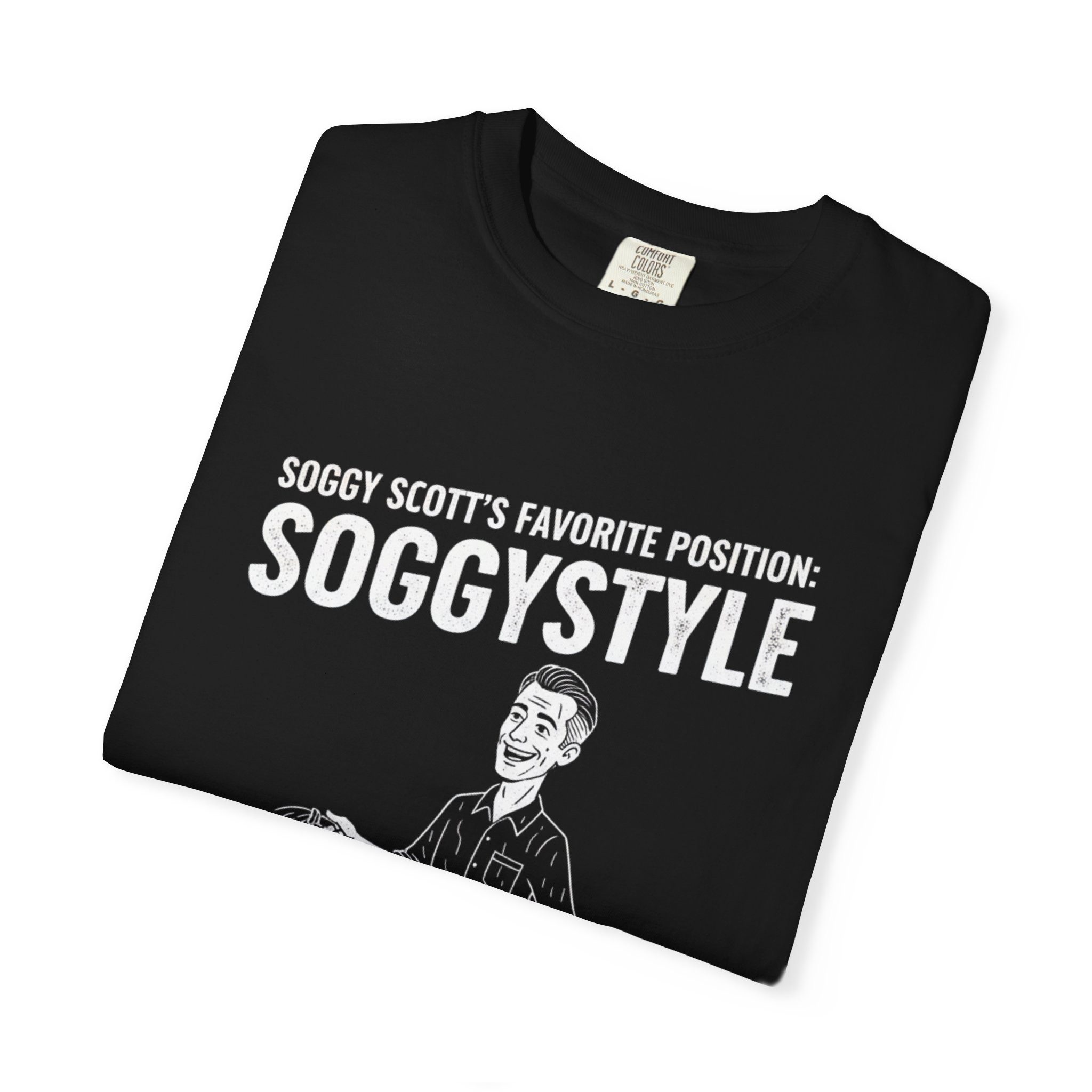 Soggystyle Bartender T-Shirt — Funny Service Industry Tee ("Soggy Scott's Favorite Position: SOGGYSTYLE") - Image 3