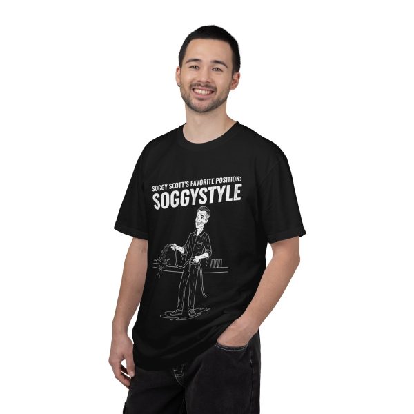 Soggystyle Bartender T-Shirt — Funny Service Industry Tee ("Soggy Scott's Favorite Position: SOGGYSTYLE")