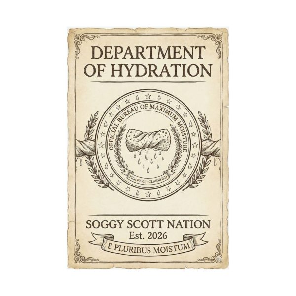 Department of Hydration Matte Vertical Poster – “Soggy Scott Nation” Vintage Seal Art